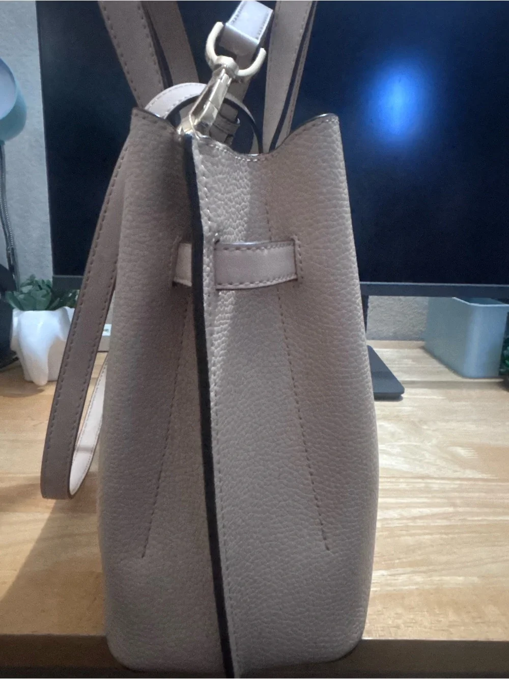 Michael Kors Neutral Beige Tote with Belt Accent
